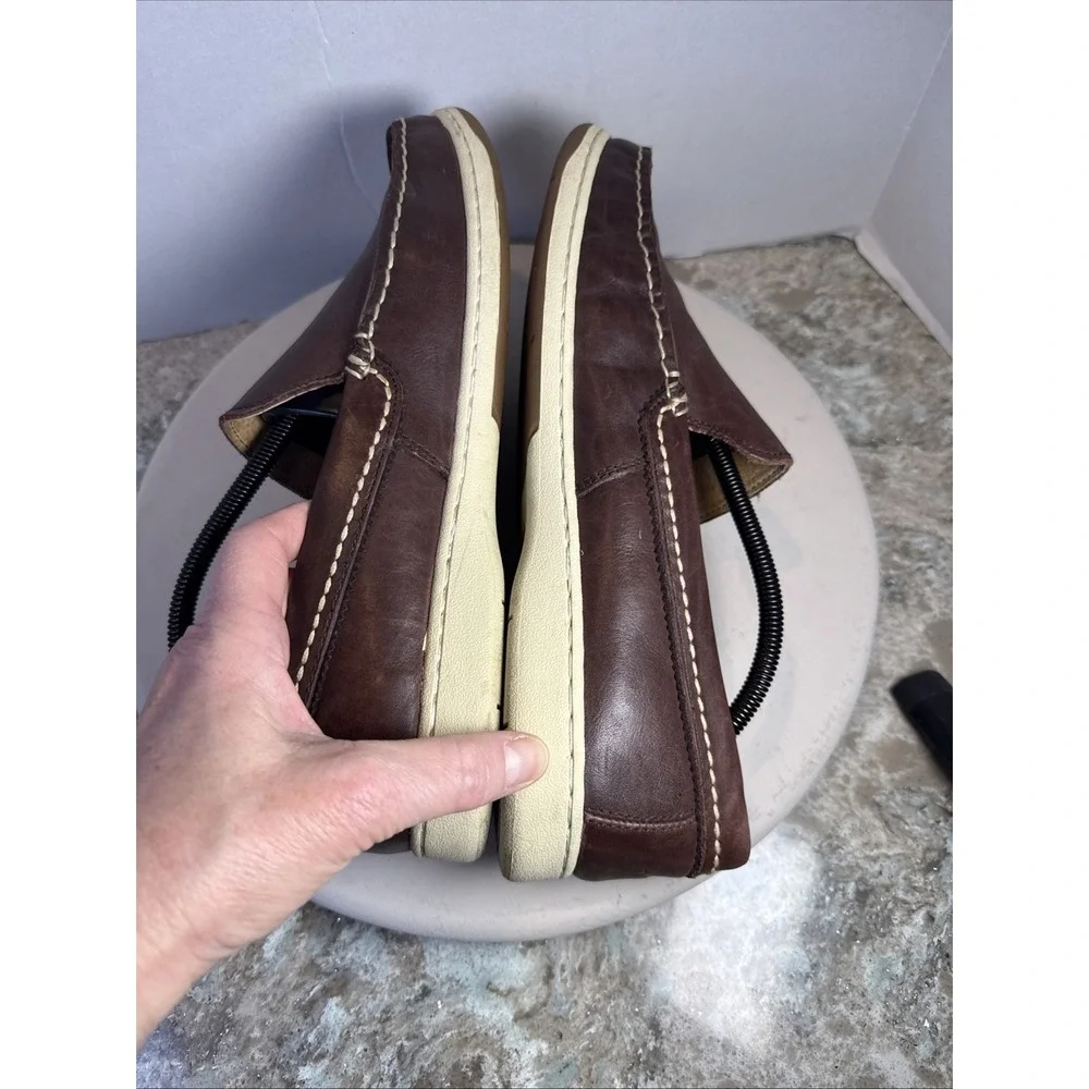 Tommy Bahama Mens Boat Leather Brown Shoe Size 11.5 M Flex Sole Nautical Sailing
